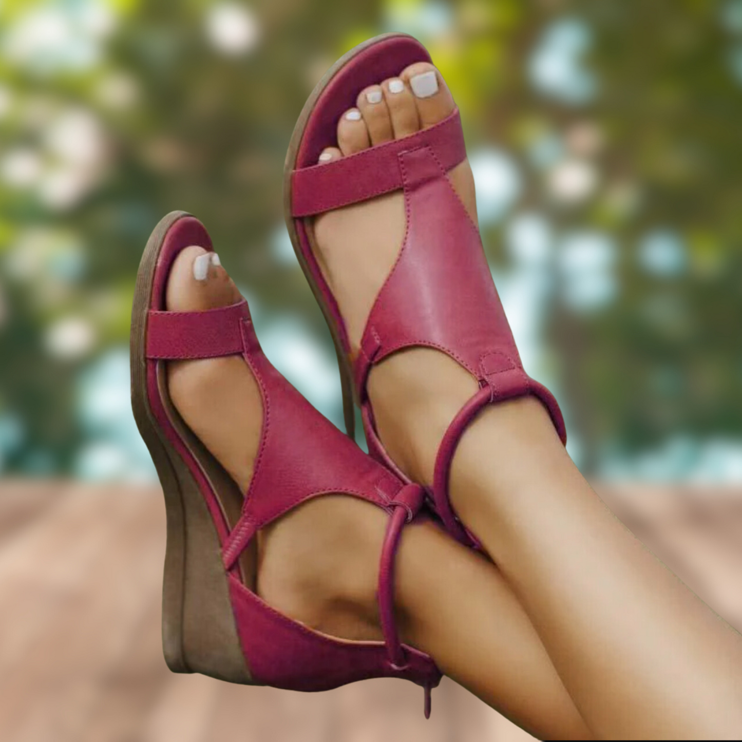 Bequeme Sandalen Damen | Niedrige Absatz Sandaletten mit Verschluss 3