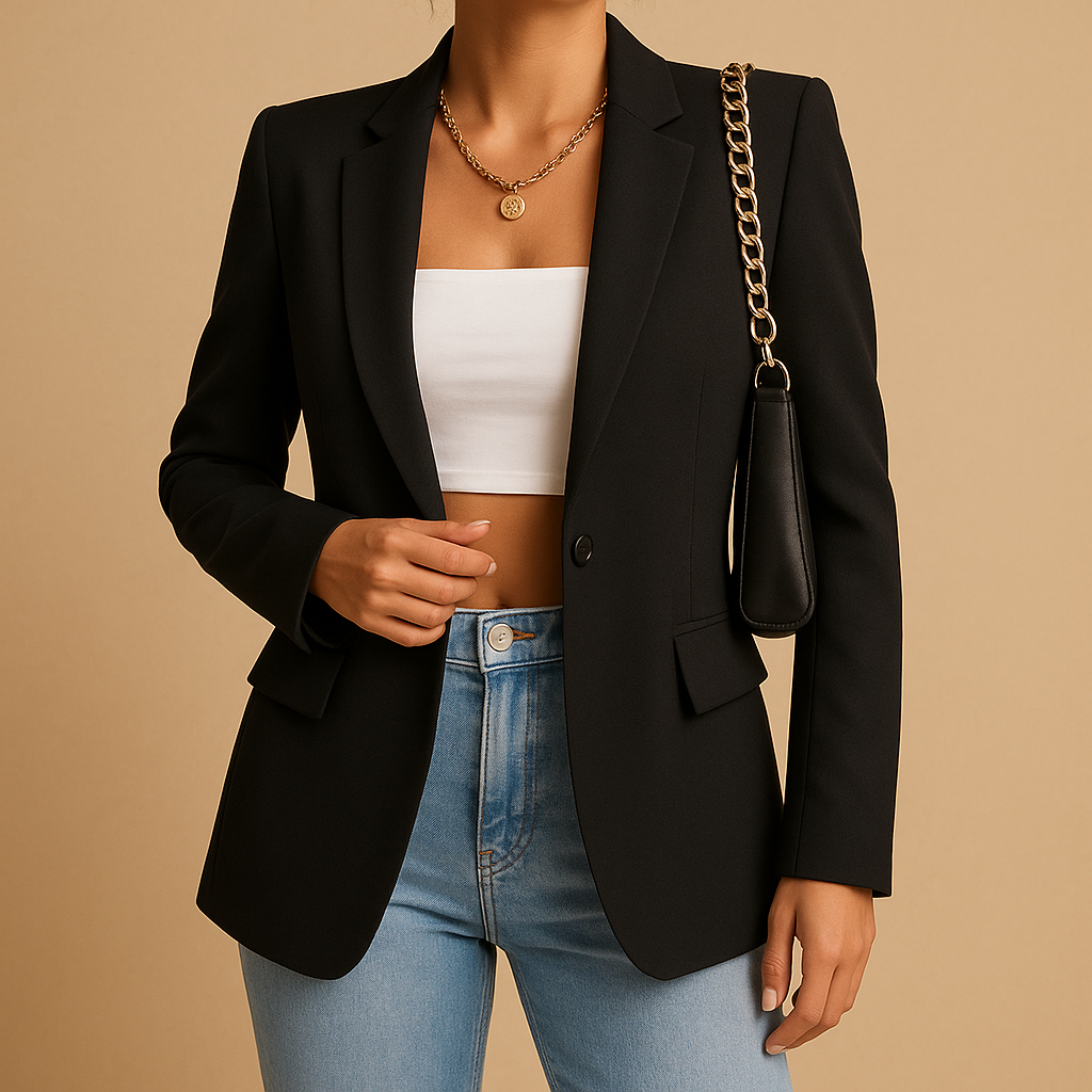 Eleganter Damen Blazer | Klassisches Revers Dunkelblau 4