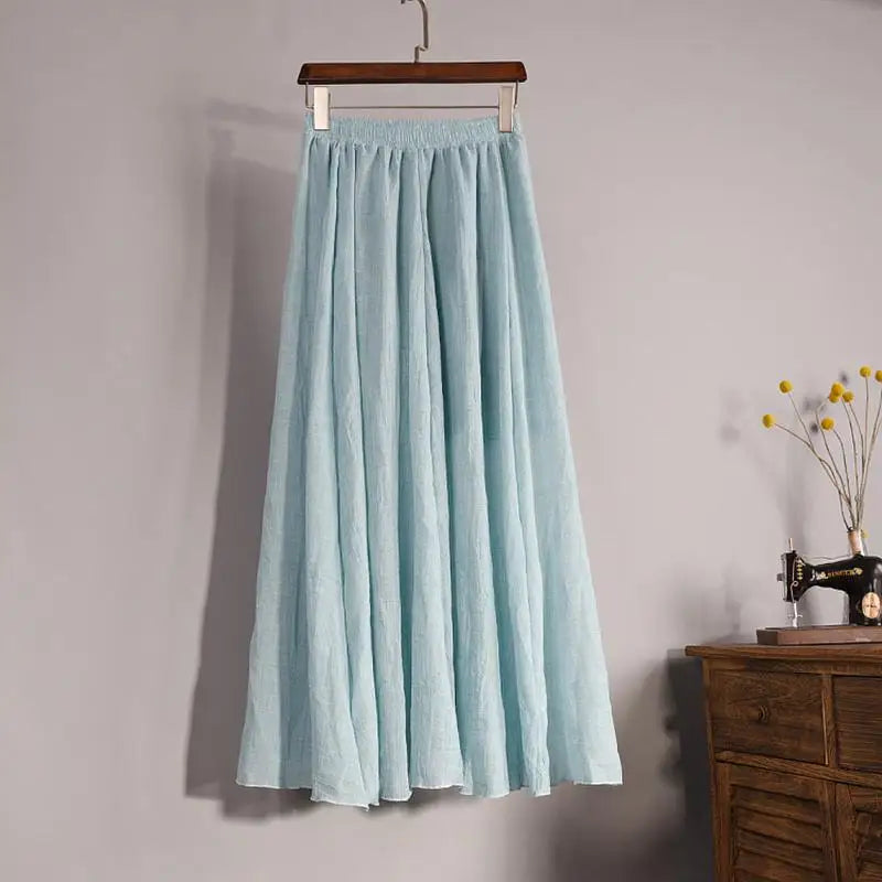Eleganter Leinenrock für Damen | Hohe Taille und Falten 26