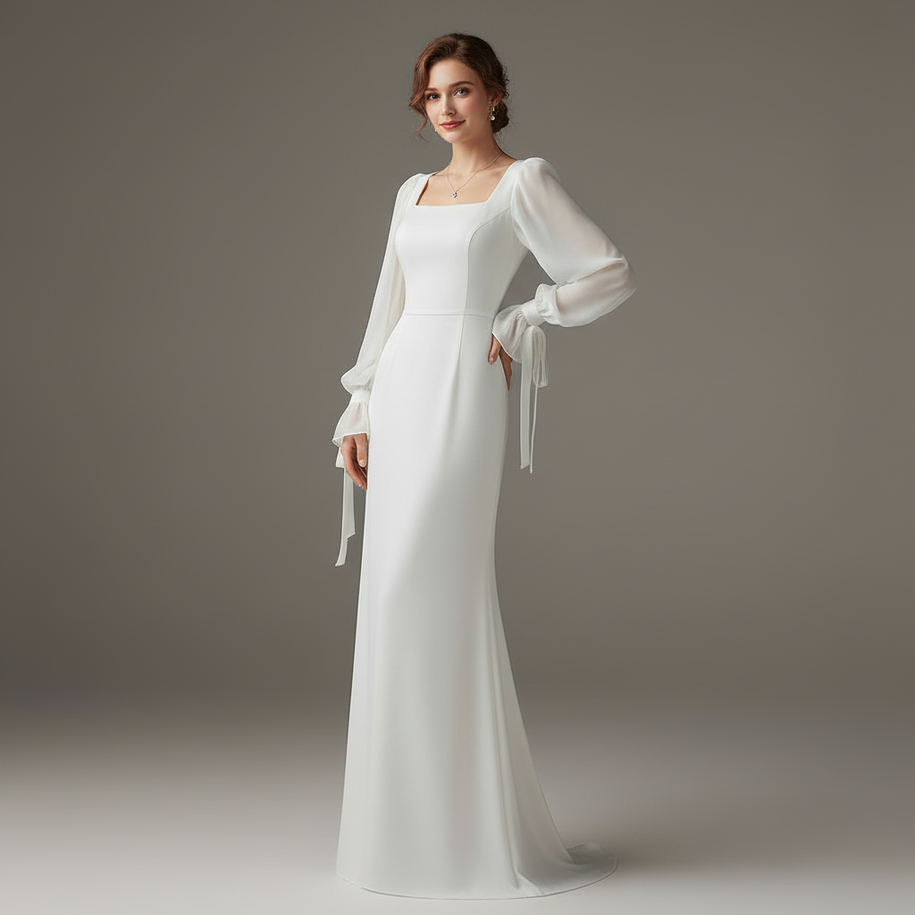 Maxikleid Damen Langarm | Hochzeitsgast Kleid Elegant, Abendkleid Lang