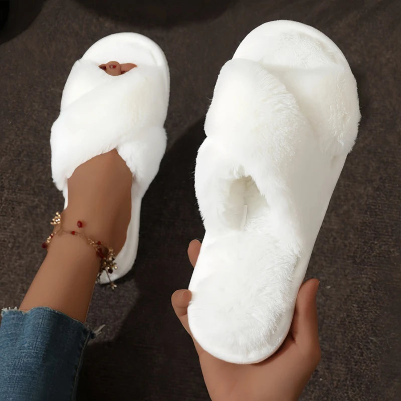 Flauschige Hausschuhe für Damen | Offene Zehen Slides 6