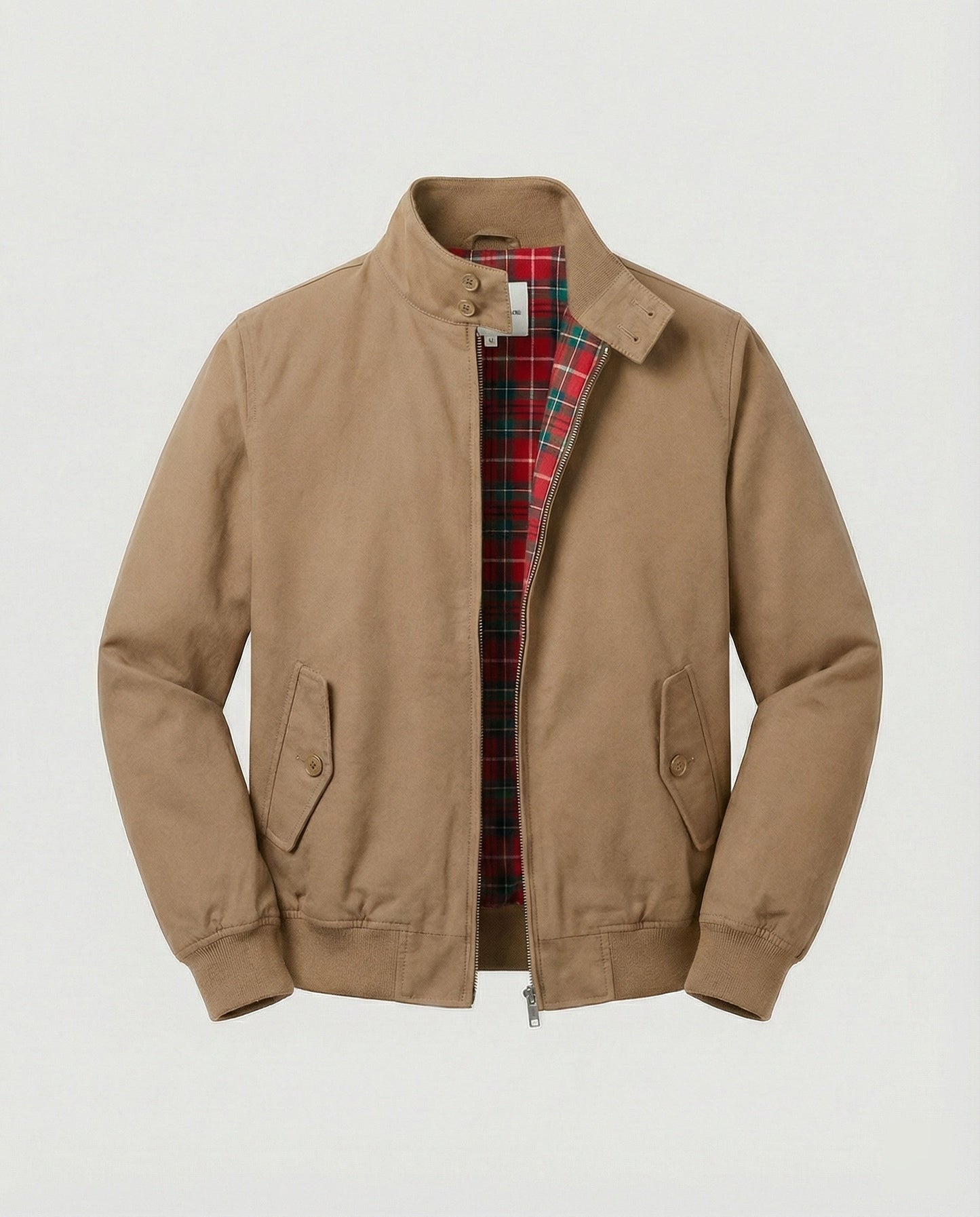 Herren Harrington-Jacke mit Reißverschluss und Karomuster-Futter 8
