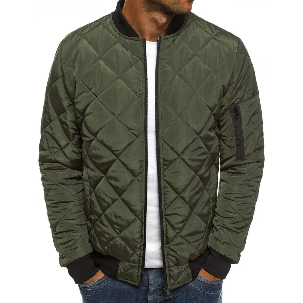 Herren gesteppte Übergangsjacke mit hohem Kragen und Taschen 10