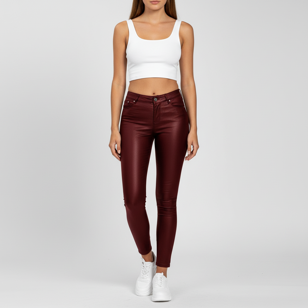 Hochtaillierte Lederhose Emilia | Veganes PU-Leder Skinny Fit 5
