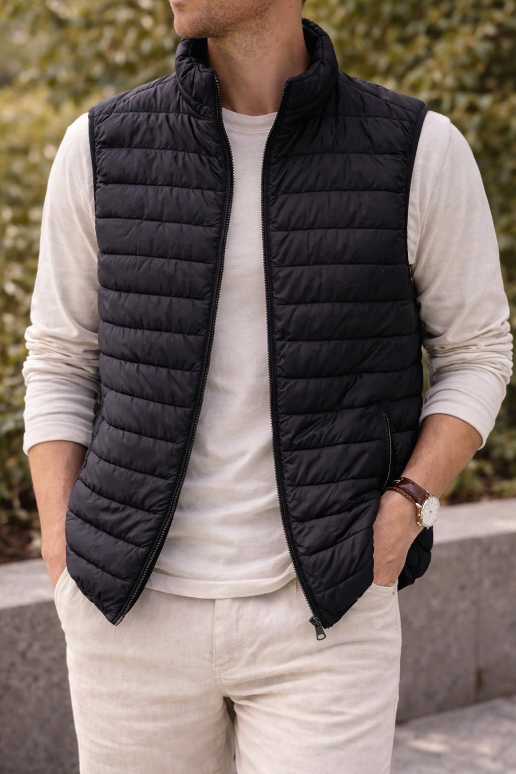 Leichte Steppweste Herren | Ärmelloser Bodywarmer mit Reißverschluss 2