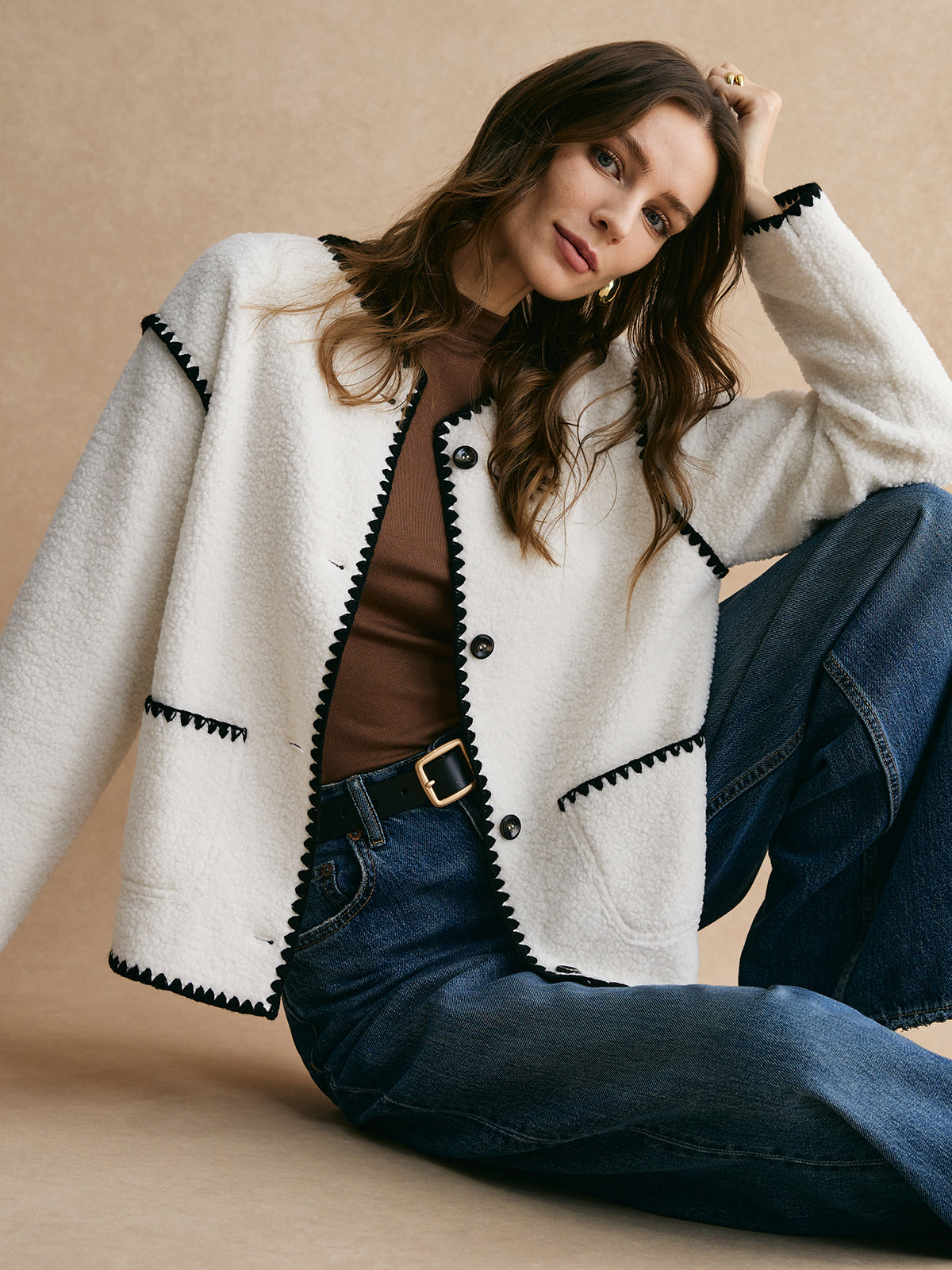Minky Fleecejacke mit Kontrastbesatz | Damenjacke für kühle Tage 0