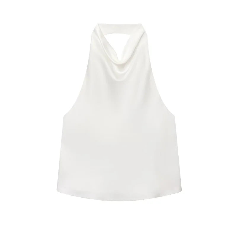Schwarzes Satin Halter Top | Damen Strandoberteil 13