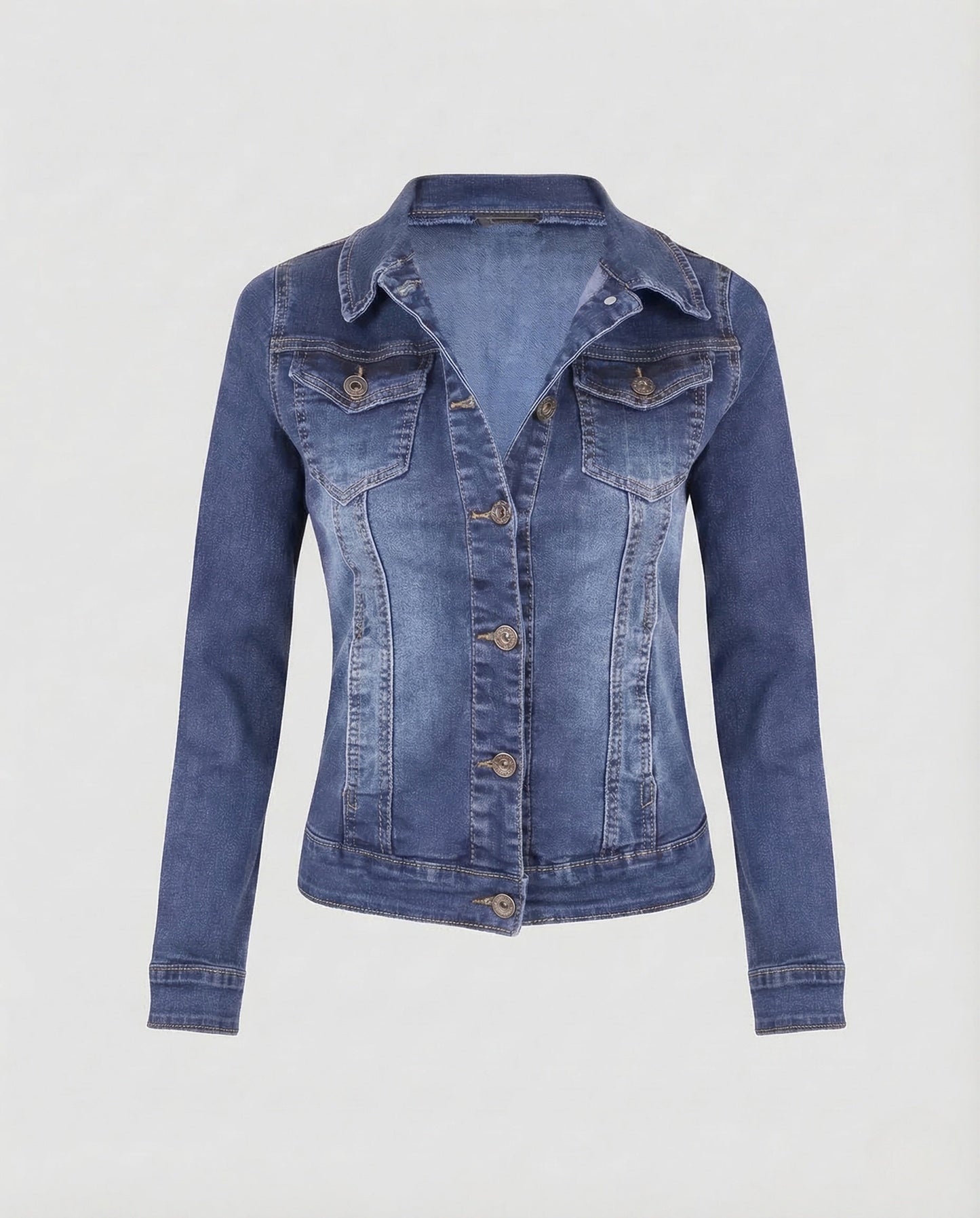 Taillierte Jeansjacke Damen | Schwarze Baumwoll-Denim Jacke 5