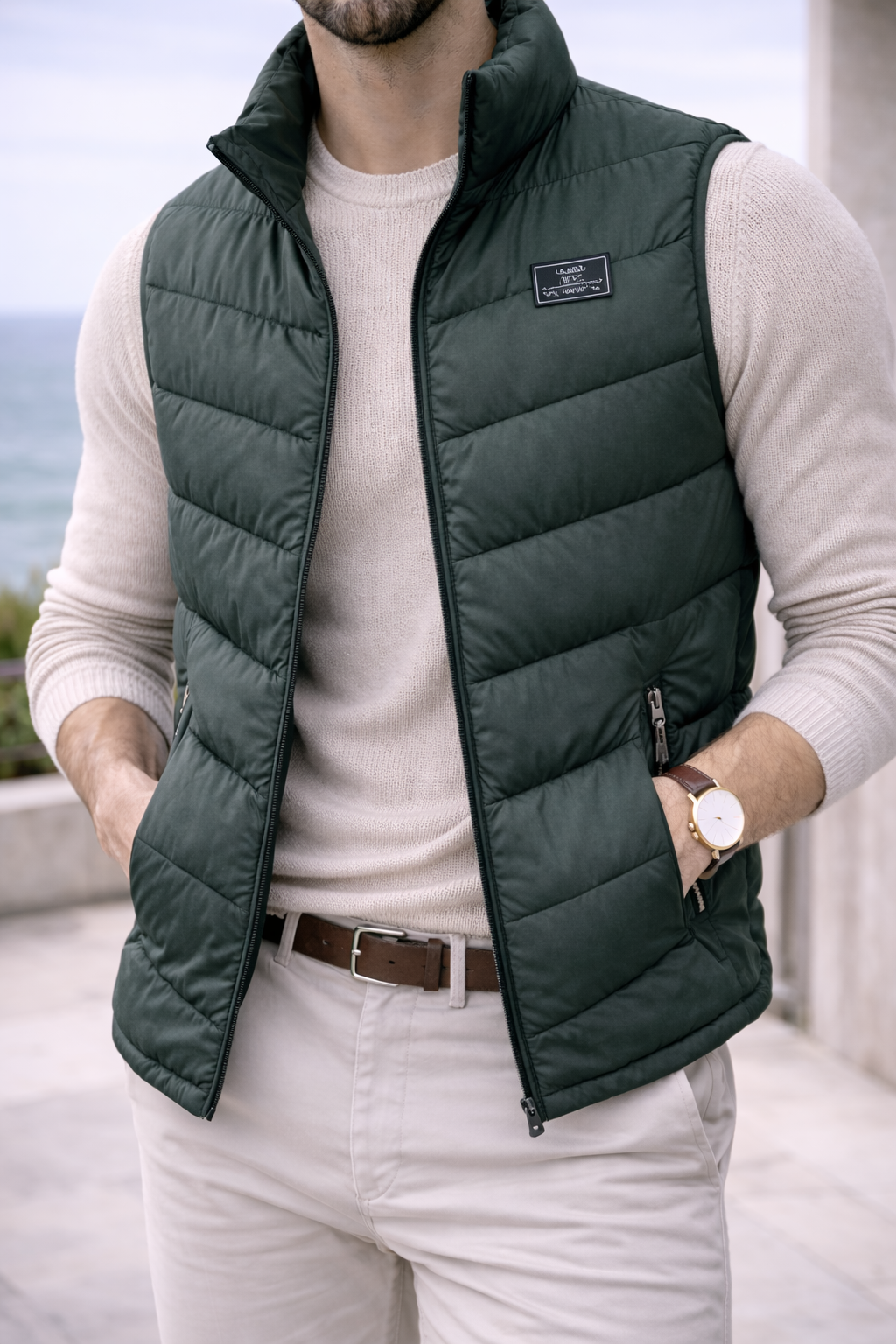 Wattierte Steppweste Herren | Leichter Bodywarmer mit Reißverschluss 6