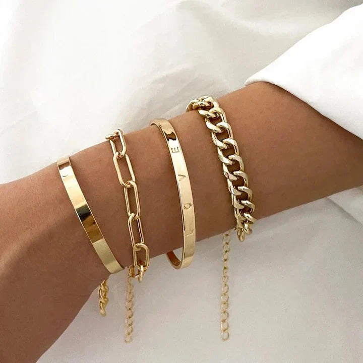 Armband-Set Goldfarben Verstellbar 4-teilig 0