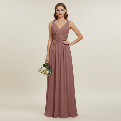 Ärmelloses V-Ausschnitt Kleid | Festliche Kleider Damen Maxi