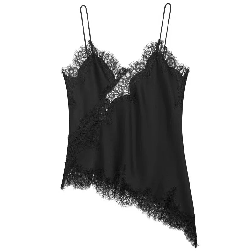Asymmetrisches Slip-Top Schwarz | Damen Camisole 0
