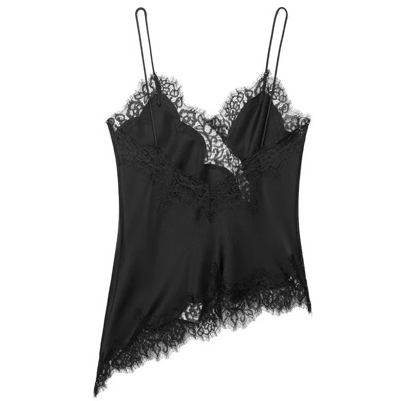 Asymmetrisches Slip-Top Schwarz | Damen Camisole 1
