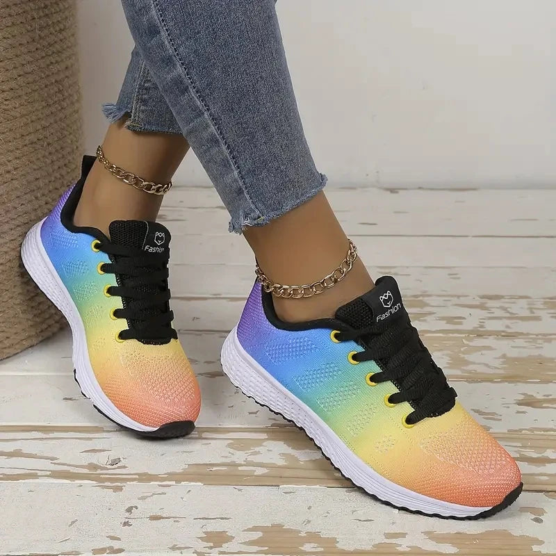 Atmungsaktive Sneakers Damen | Sport Schuhe mit Plattform-Sohle 4
