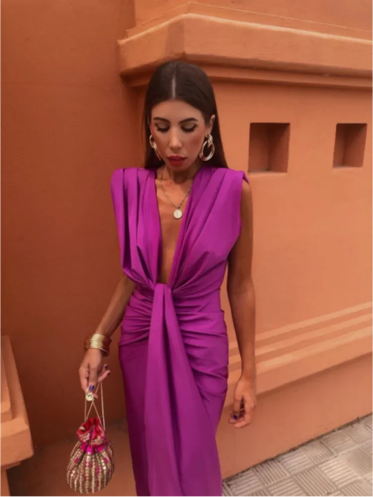 Aurélie | Elegantes langes Damenkleid mit Drapierung und Schlitz 4