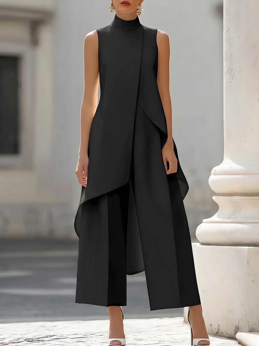 Avelisse | Asymmetrischer Damenanzug mit weitem Hosenbein 7