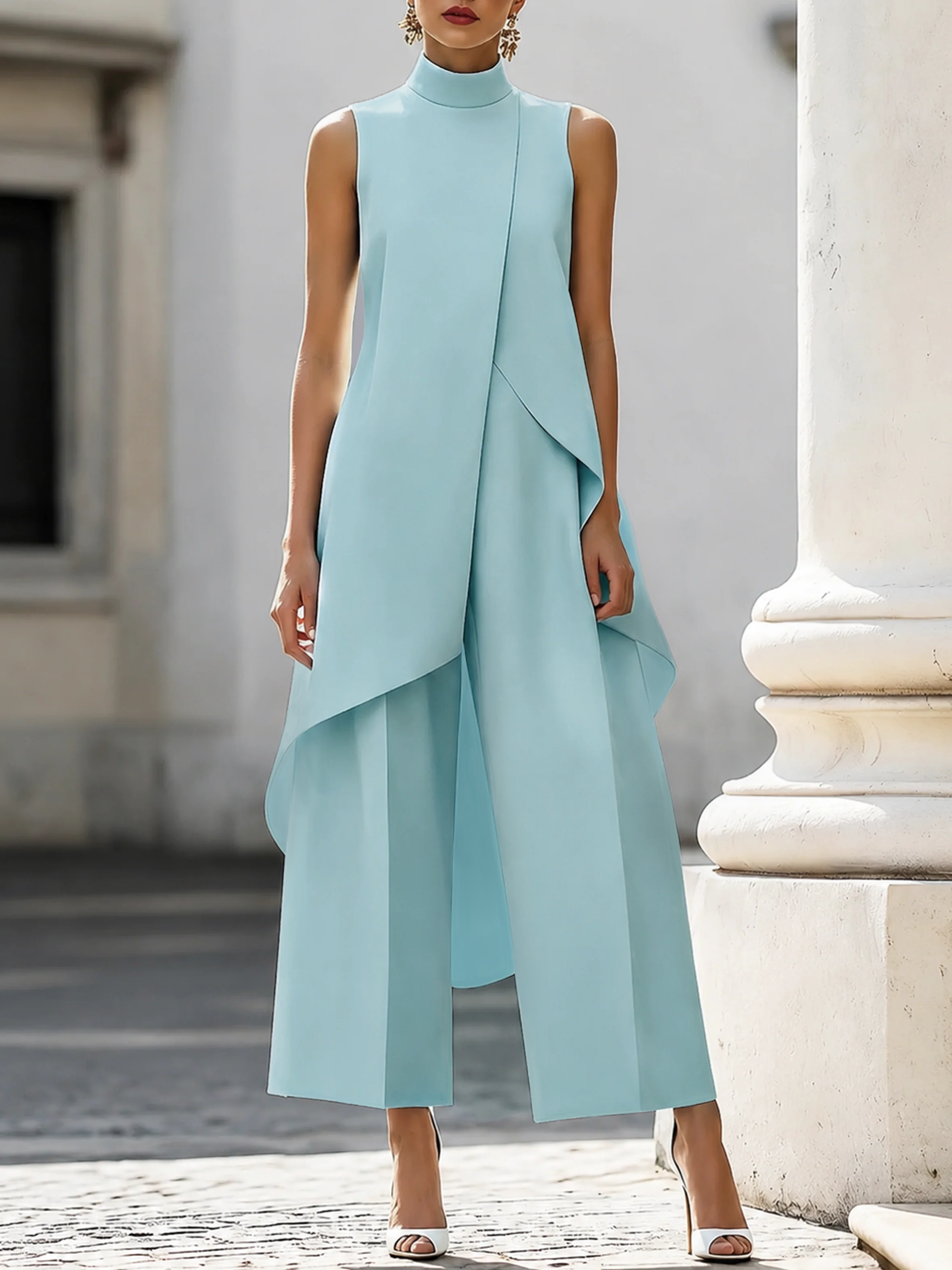 Avelisse | Asymmetrischer Damenanzug mit weitem Hosenbein 9