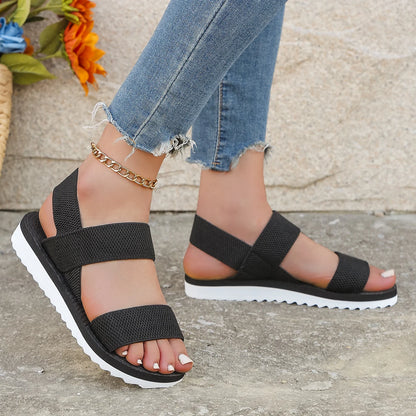 Bequeme Flache Sandalen Schwarz | Sandalen Damen 1