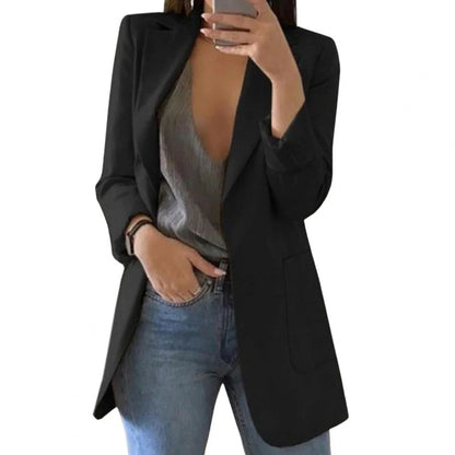 Blazer Damen Langschnitt Offene Front Tailliert 0