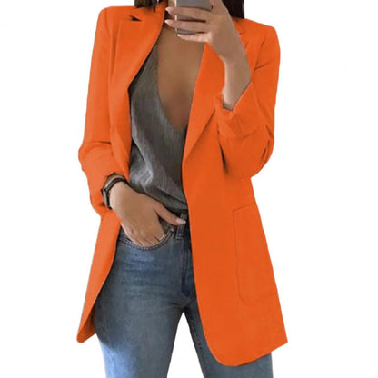 Blazer Damen Langschnitt Offene Front Tailliert 2