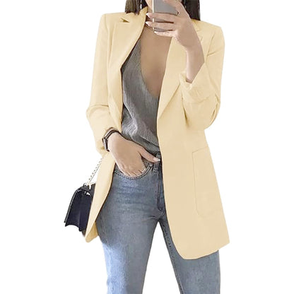 Blazer Damen Langschnitt Offene Front Tailliert 7
