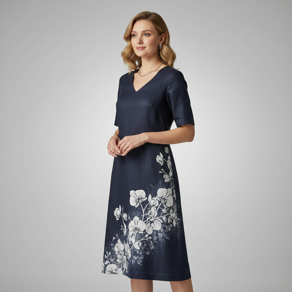 Blumenmuster Kleid | Damen Sommerkleid Kurzarm