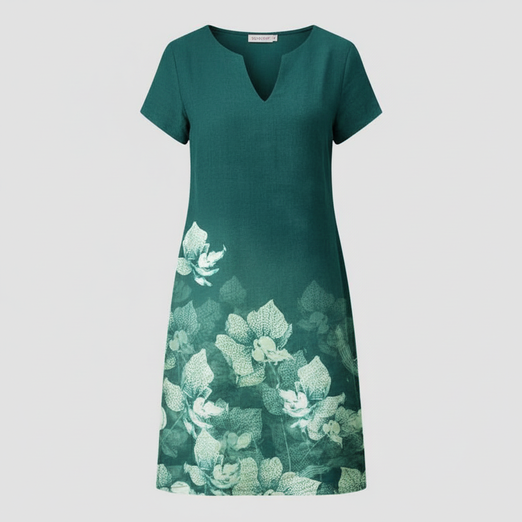 Blumenmuster Kleid | Damen Sommerkleid Kurzarm