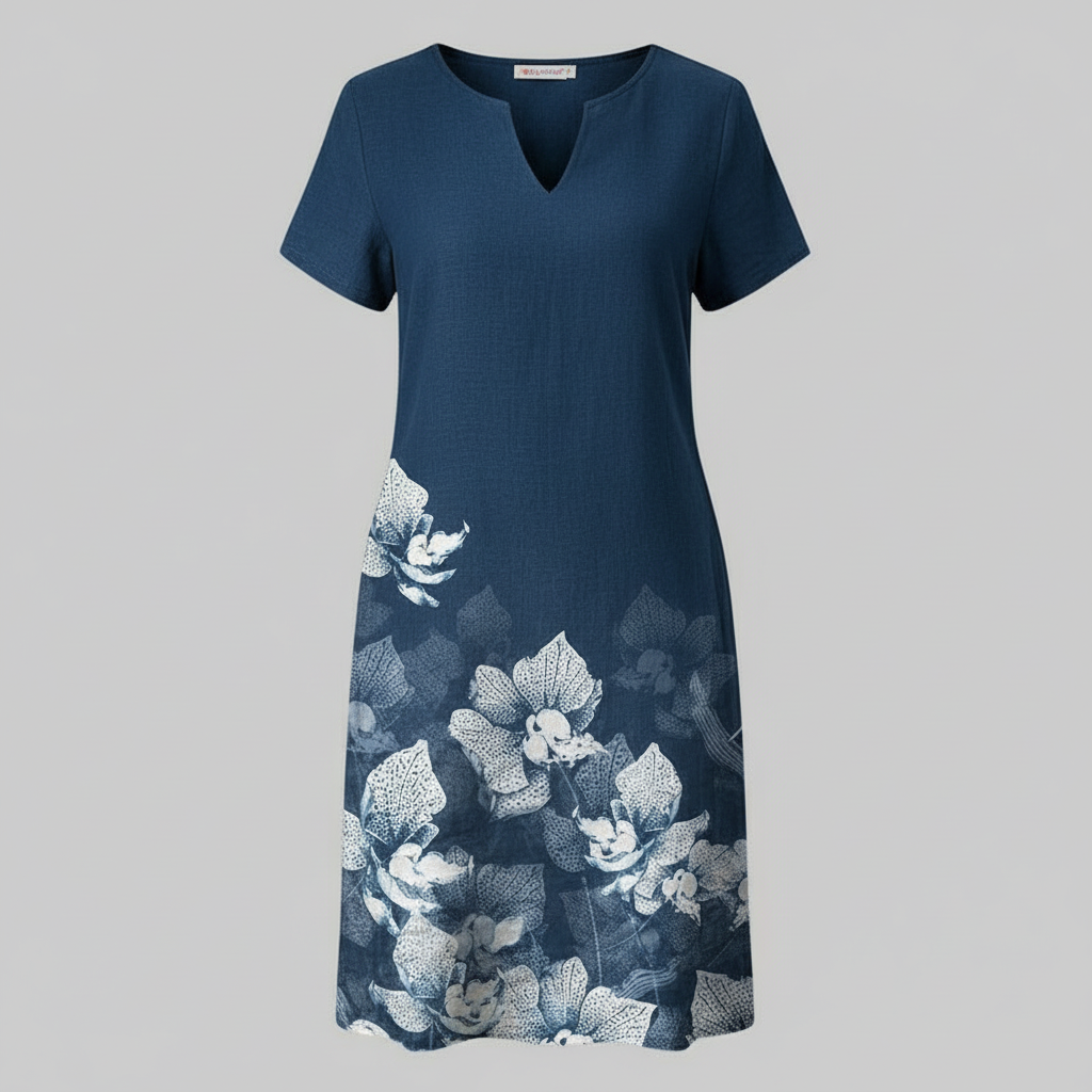 Blumenmuster Kleid | Damen Sommerkleid Kurzarm