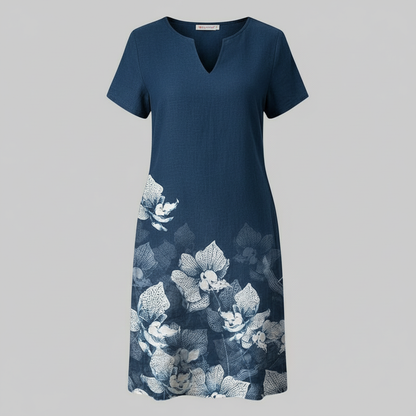 Blumenmuster Kleid | Damen Sommerkleid Kurzarm