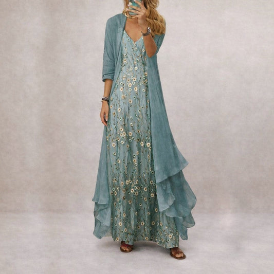 Blumenmuster Maxikleid | Damenmode Freizeitkleid 0