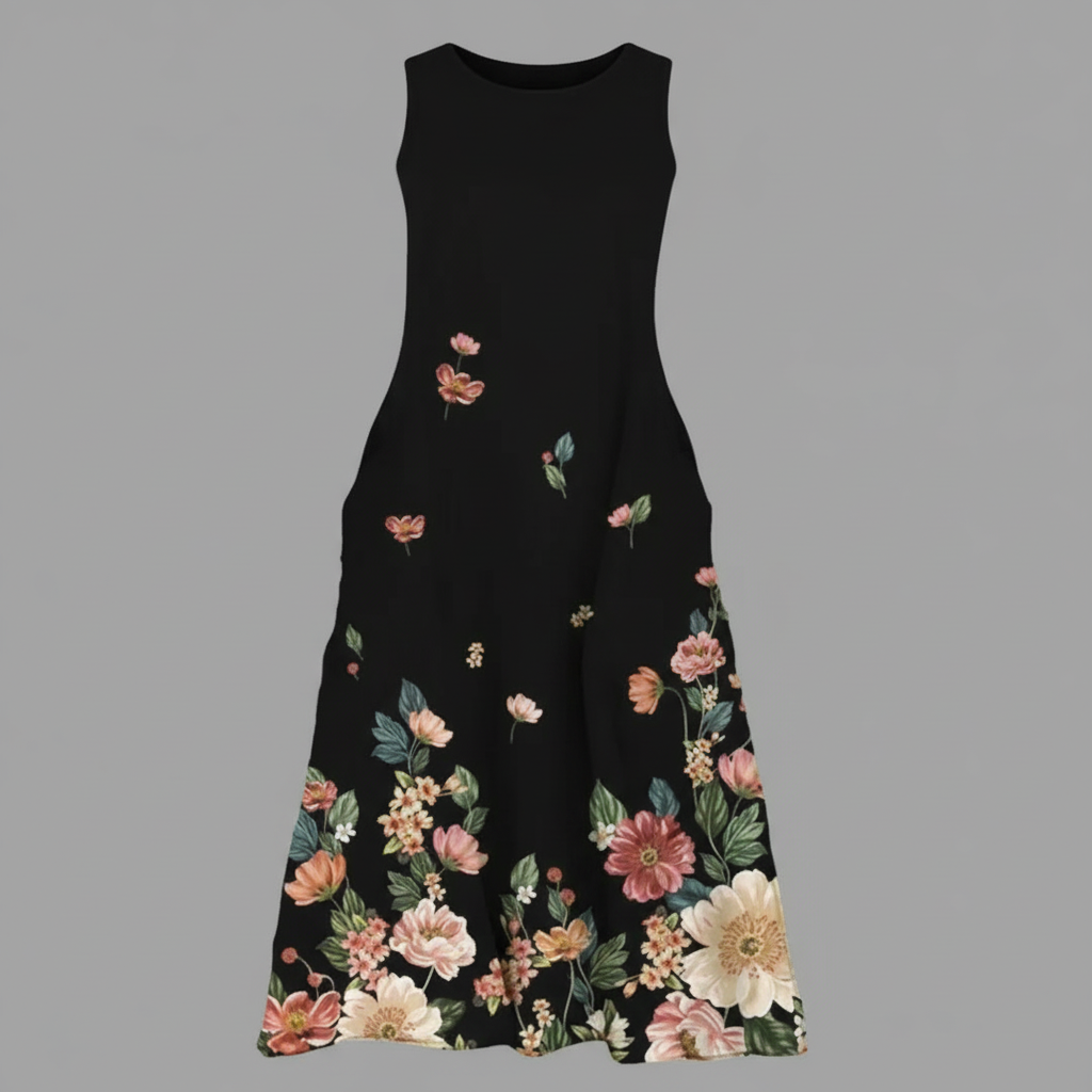Blumenmuster Midi Kleid für Damen | Sommermode