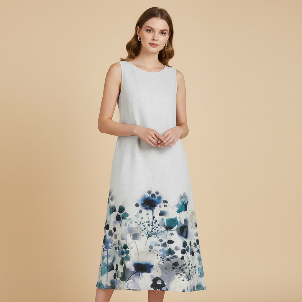 Blumenmuster Midi Kleid für Damen | Sommermode