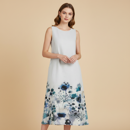 Blumenmuster Midi Kleid für Damen | Sommermode