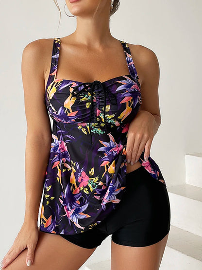 Blumenmuster Tankini Set | Damen Badeanzug 0