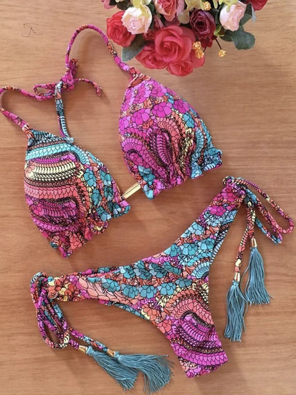 Blumenmuster | Damen Bikini Set 0