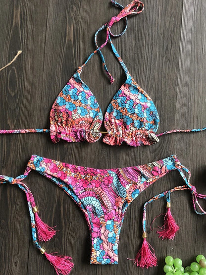 Blumenmuster | Damen Bikini Set 2