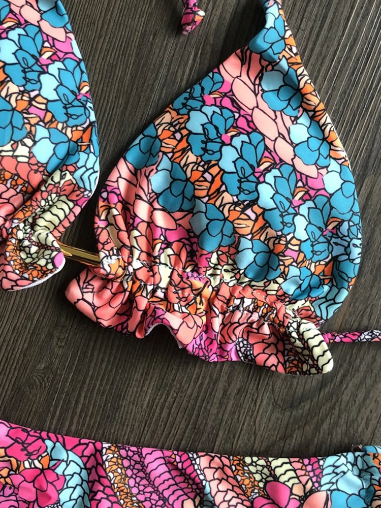 Blumenmuster | Damen Bikini Set 3