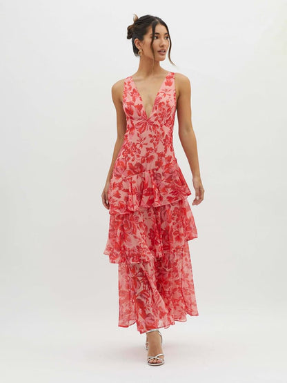Blumiges Maxikleid mit Stufen | Lange Kleider für Frauen 2