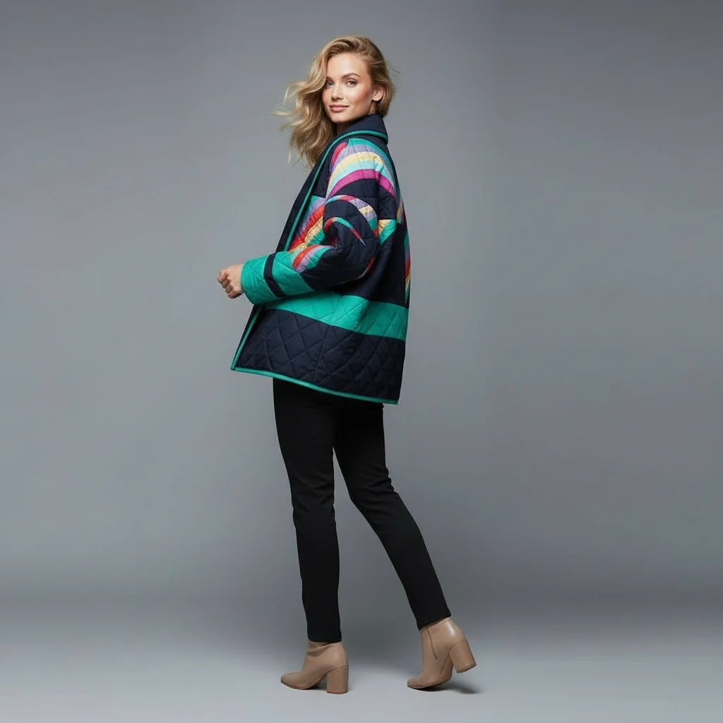 Bunte Oversized Steppjacke | Damenjacke mit Schalkragen 1