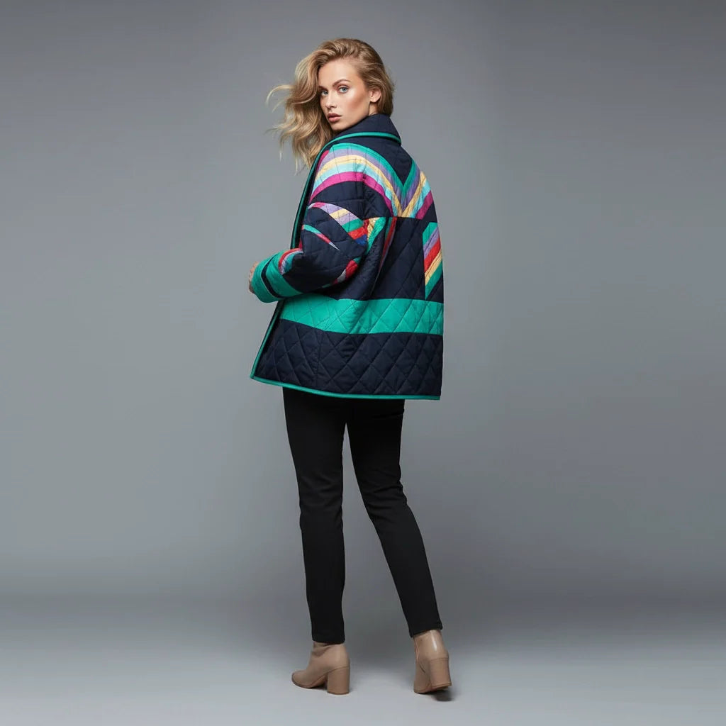 Bunte Oversized Steppjacke | Damenjacke mit Schalkragen 4
