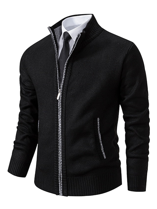 Cardigan Herren Zip-up | Warme Strickjacke mit Reißverschluss 1