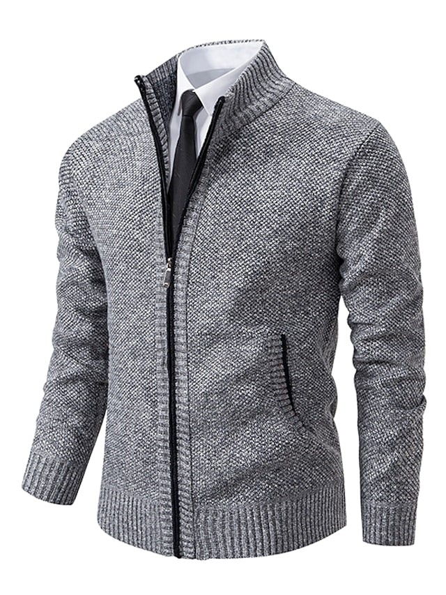 Cardigan Herren Zip-up | Warme Strickjacke mit Reißverschluss 2