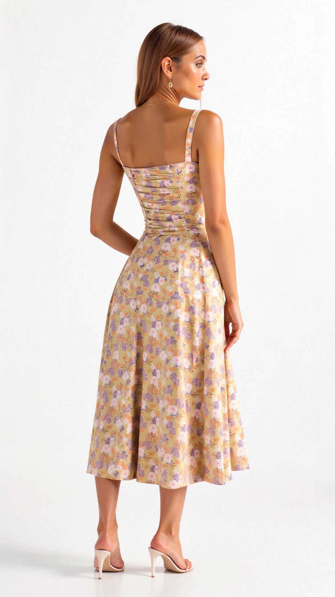 Cerene | Geblümtes Midikleid mit Korsett-Mieder für Damen 1