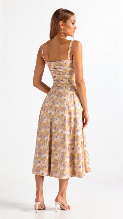 Cerene | Geblümtes Midikleid mit Korsett-Mieder für Damen 1