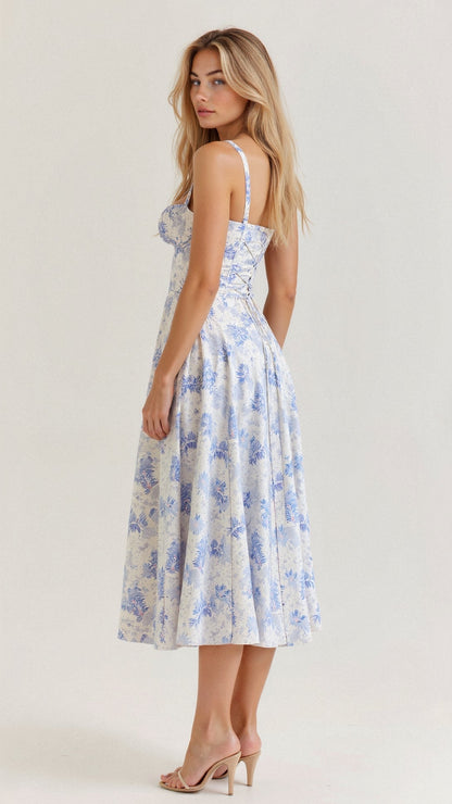 Cerene | Geblümtes Midikleid mit Korsett-Mieder für Damen 7