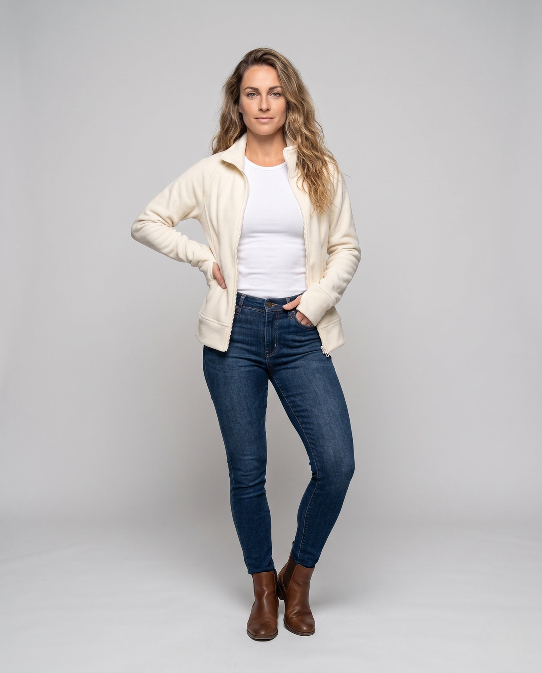 Damen Fleecejacke EB | Warme Freizeitjacke mit hohem Kragen 1
