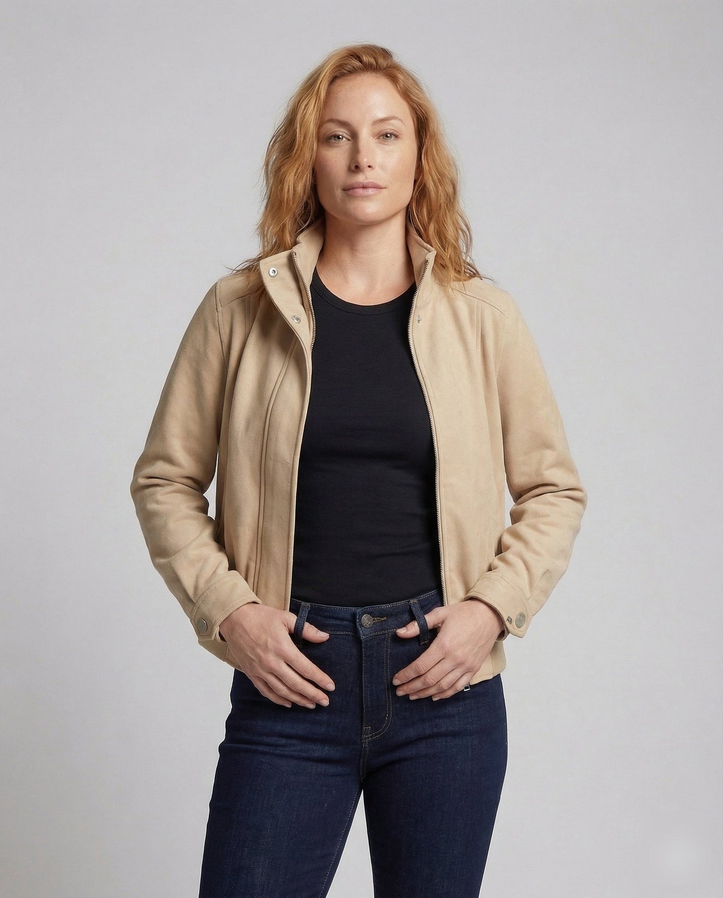 Damen Fleecejacke Stehkragen Microfleece Regular Fit 2