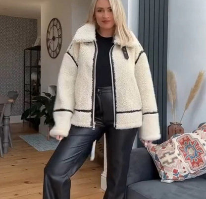 Damen Fleecejacke Teddy-Mantel Lang Warm 6