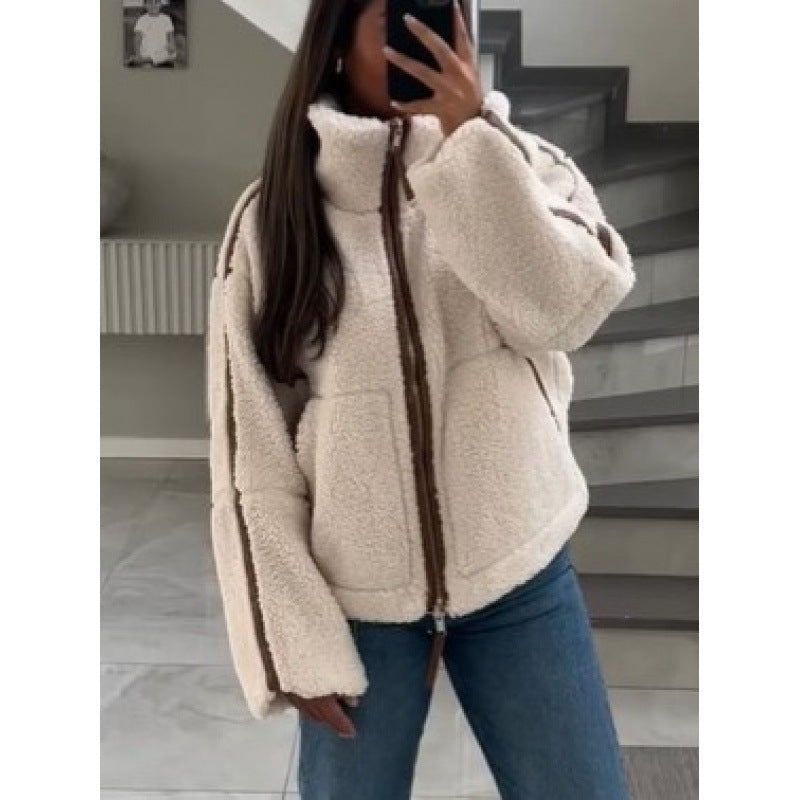 Damen Fleecejacke mit Reißverschluss und Taschen 1