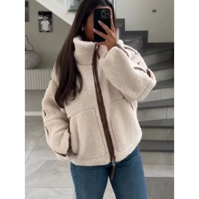 Damen Fleecejacke mit Reißverschluss und Taschen 2